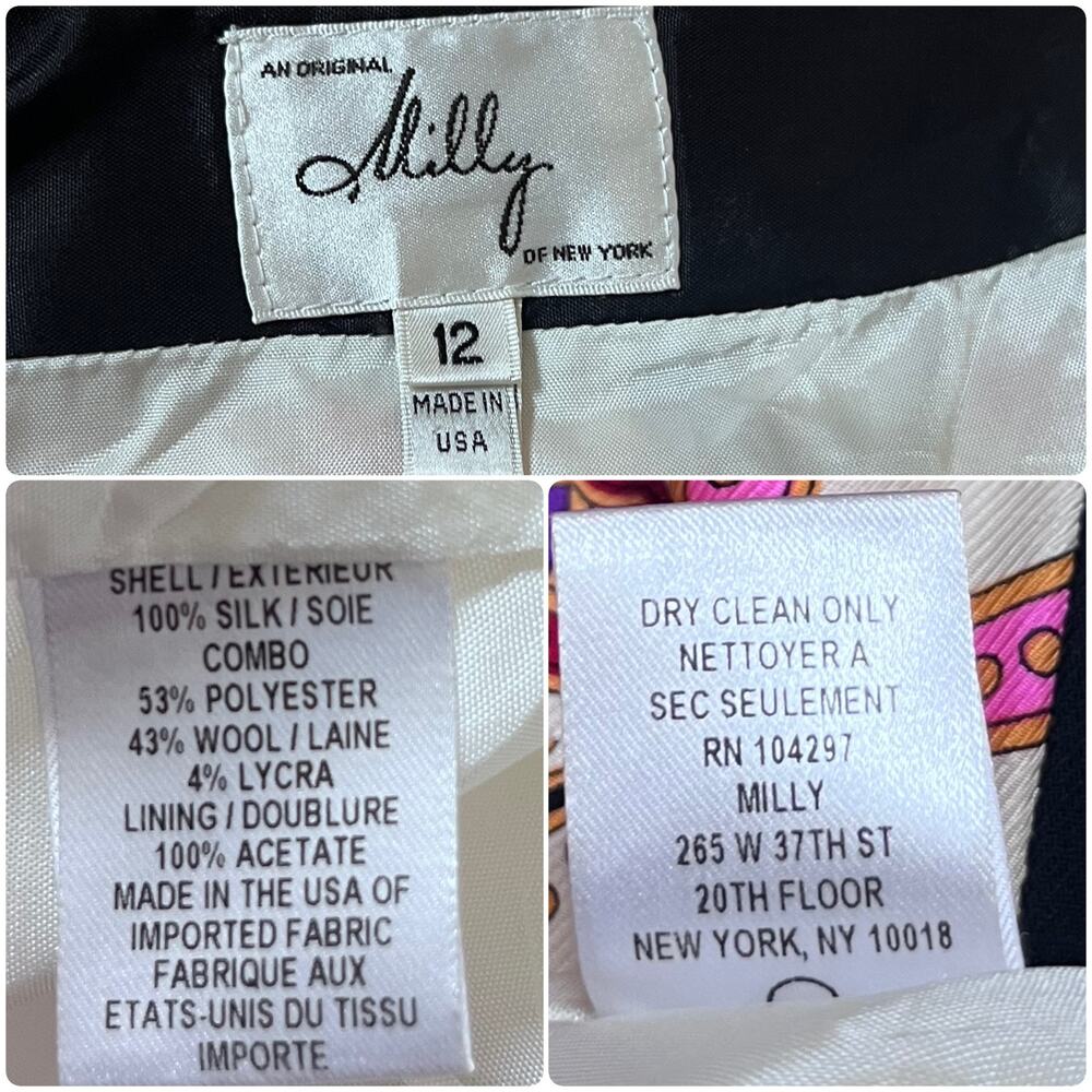 Milly Multi Color Print Silk Shell Fully Lined A … - image 10